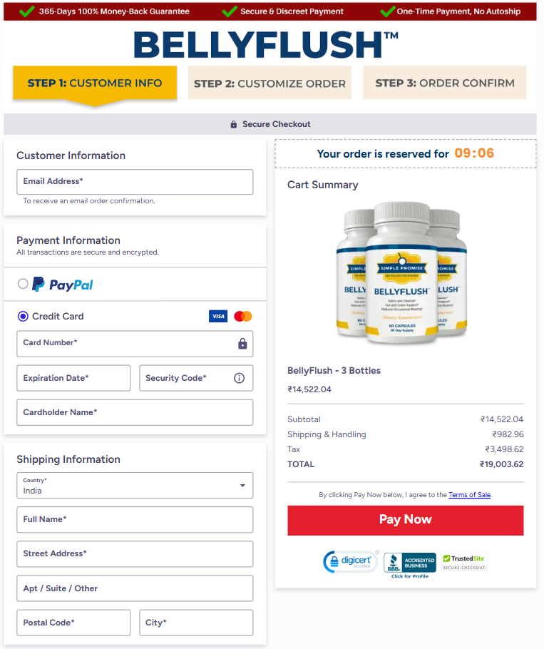 BellyFlush Checkout Page
